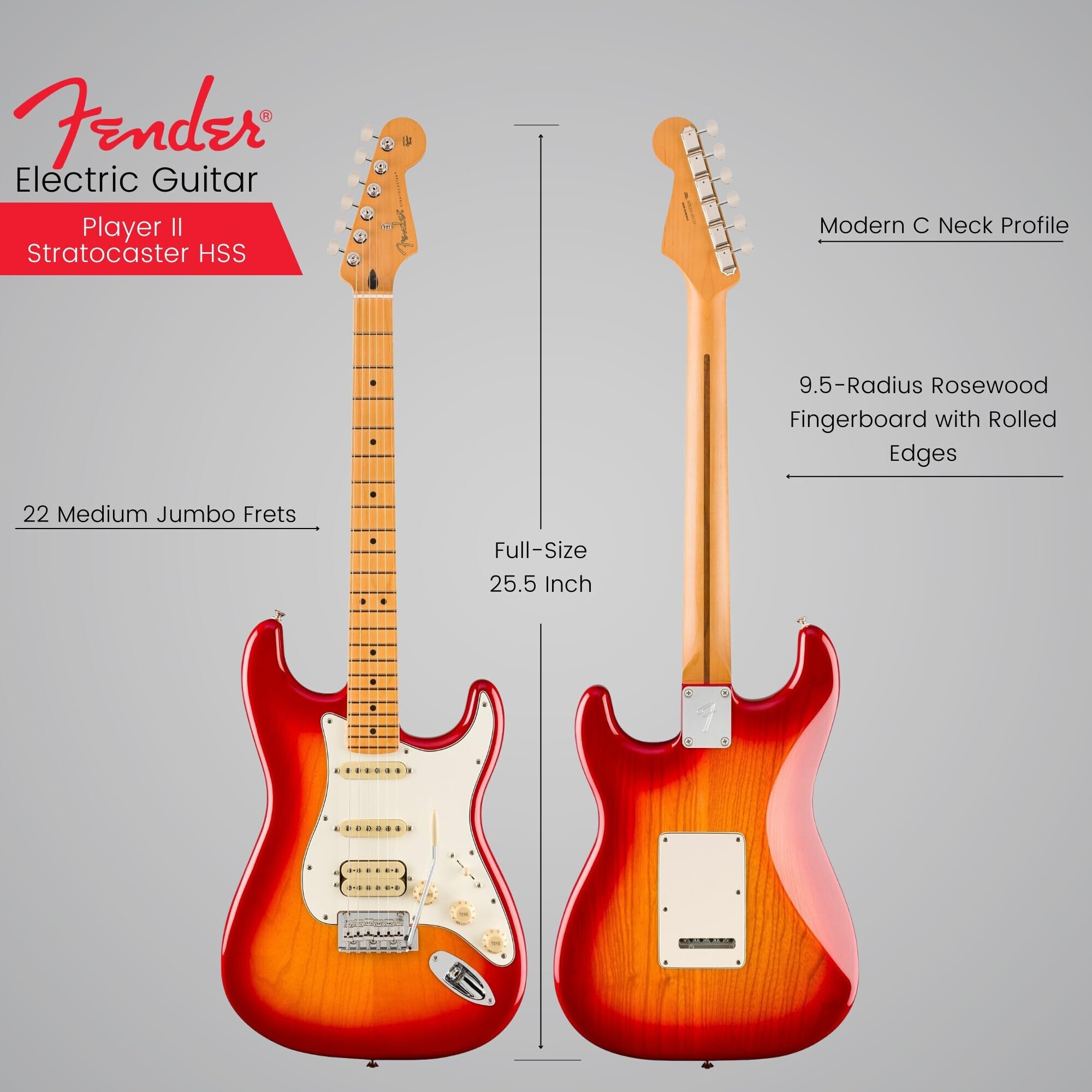 Amazon.com: Fender Player II Stratocaster HSS, Maple Fingerboard